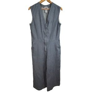 Prairie Underground Blue Striped Sleeveless Jumpsuit